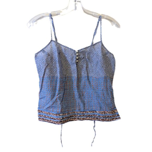 Vintage Y2K American Eagle Cami Top w Buttons & Tie Blue Polka Dot Abstract XS - Picture 1 of 6